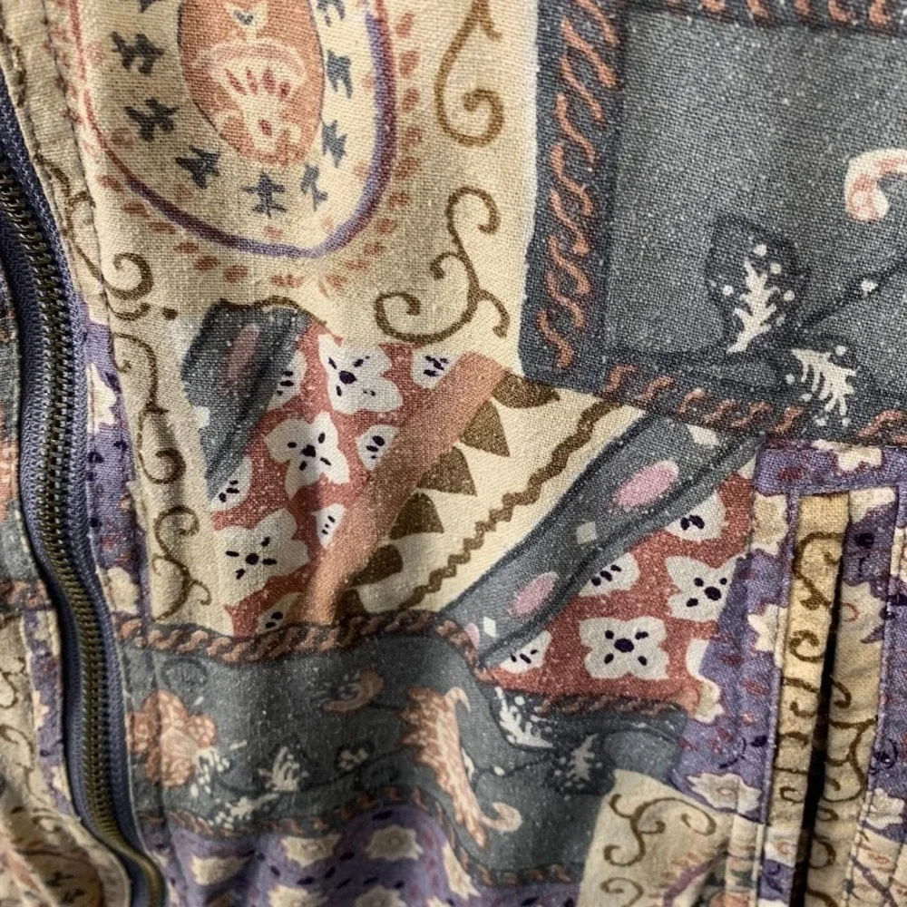 Vintage‎ Xposure Multicolor Full Zip Silk Jacket Boho Women's Medium